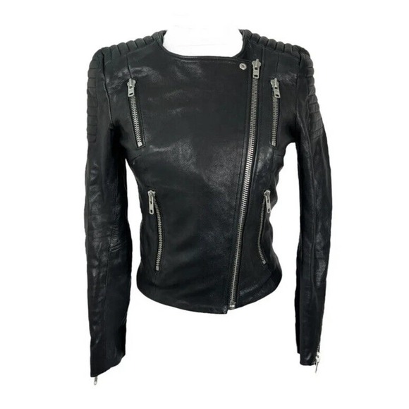 H&M Jackets & Blazers - H&M Leather moto Jacket us 6 Quilted Stitch Short/Cropped Bomber genuine